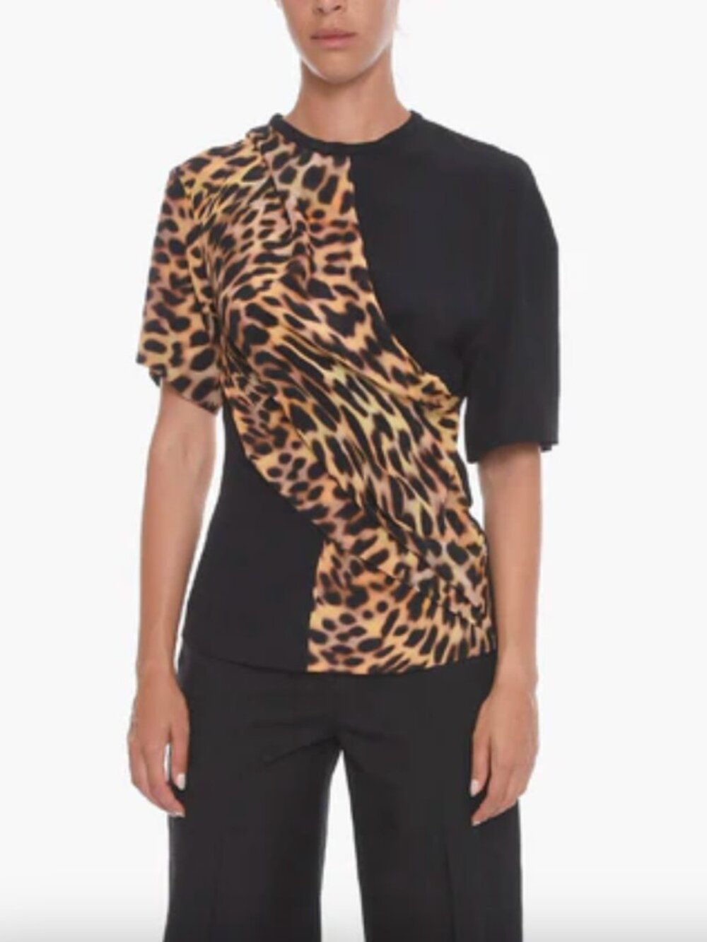 NWT! STELLA MCCARTNEY Silk T-Shirt with Relaxed Fit and Animal Print Size 40 M - Picture 2 of 6